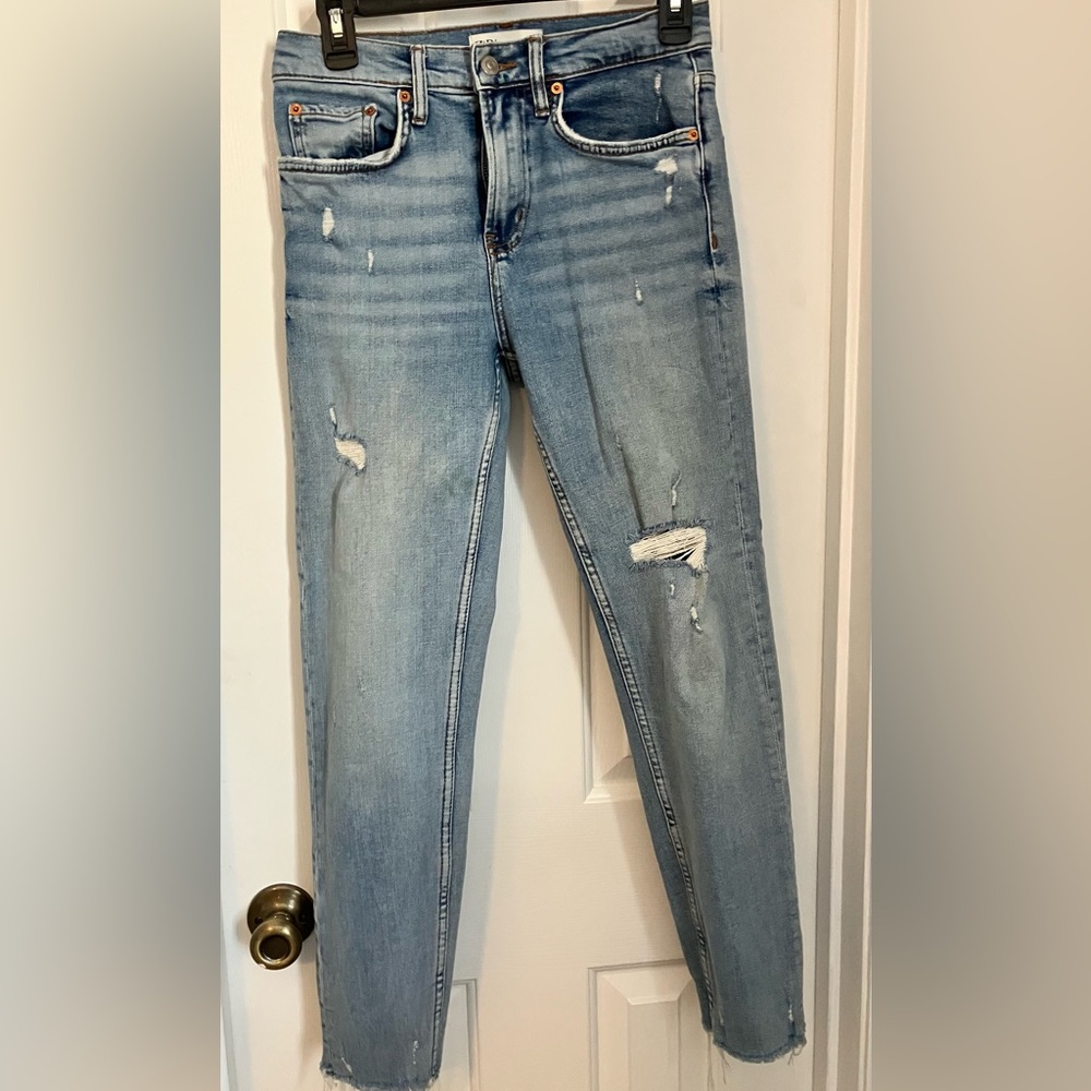 Set of two pair Jeans, Blue/Light Pink, Size 25 barely worn.